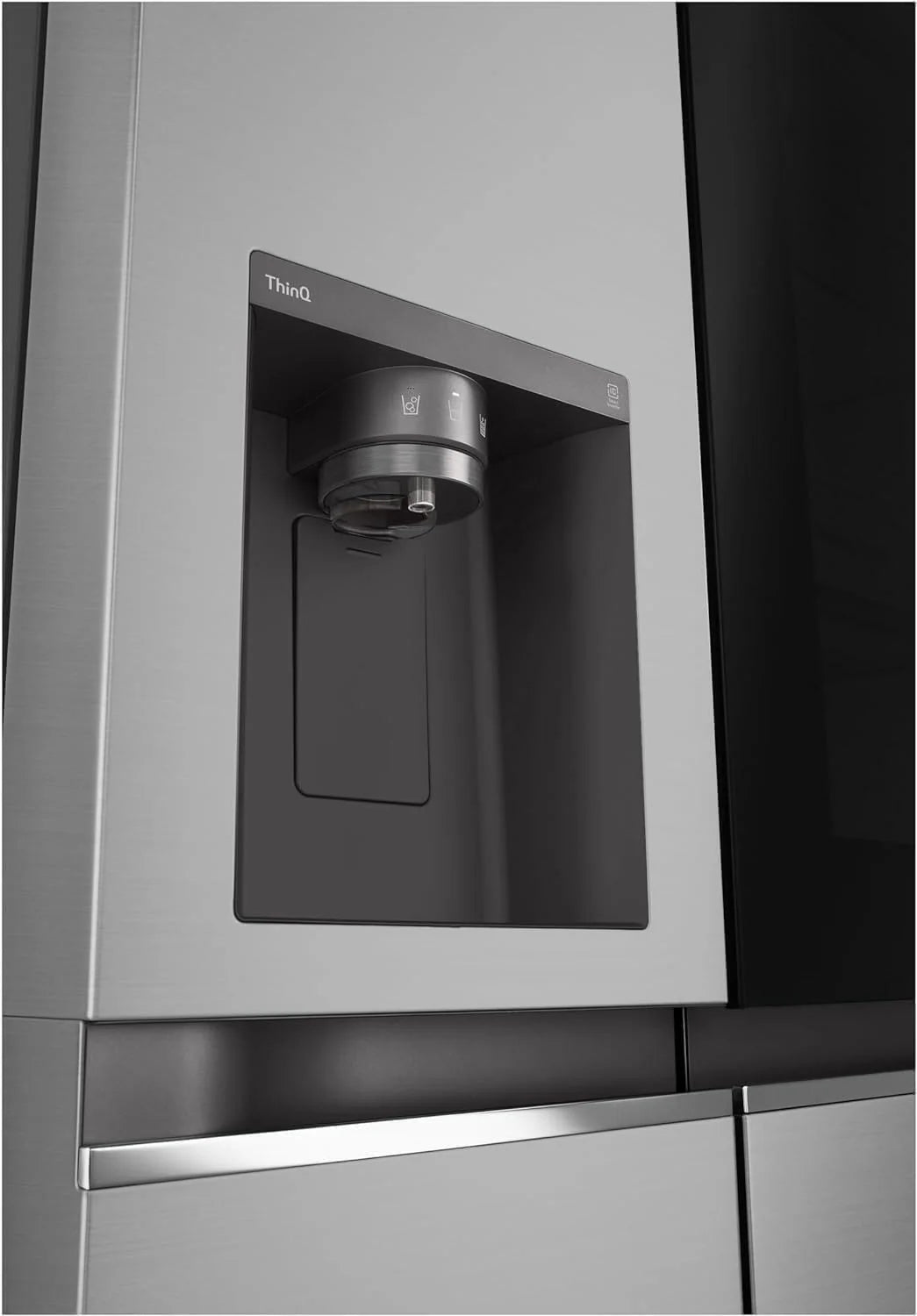 LG GSGV81PYLL Side by Side Kühlschrank, Klasse E, 635 L, Instaview, Kühlschrank mit Gefrierfach, Eis-, Crushed Ice- Wasserspender, Total NoFrost, Smart Inverter Kompressor, Wi-Fi