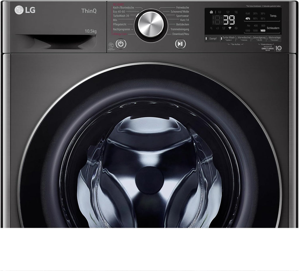 LG F4WV7080, Klasse A, Frontlader-Waschmaschine 8 kg, 1400 U/Min, AI Direct Drive, Wi-Fi, Tiefenreinigung mit Dampf, Große Kapazität, TRIPLE A, Außentür aus Sicherheitsglas, 62 x 60 x 85 cm ꟷ Weiß