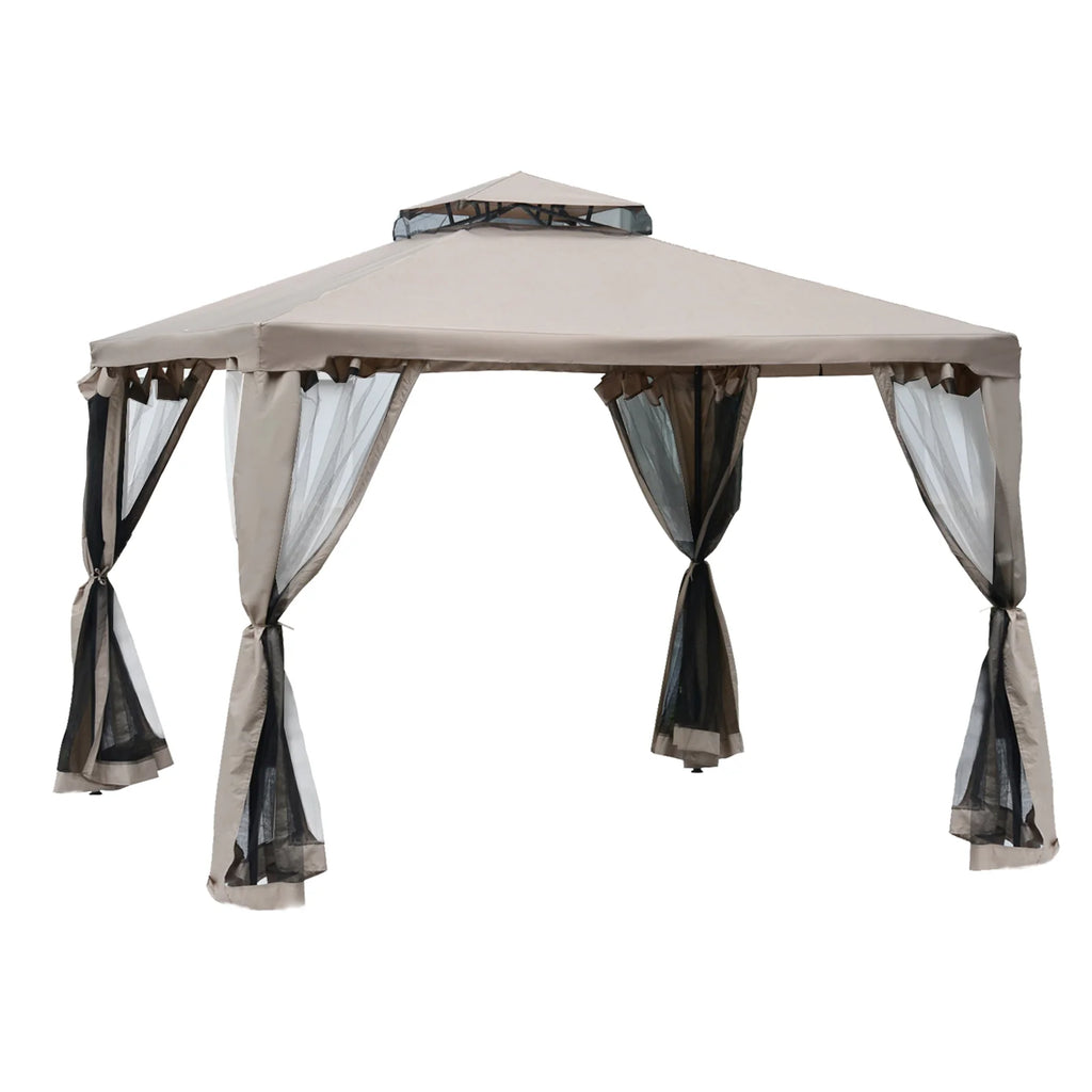 Outsunny Gartenpavillon mit Moskitonetz Doppeldach UV-Schutz