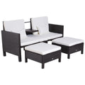Outsunny Polyrattan Gartensofa-Set 3-teilig mit Hocker Kissen Outdoor