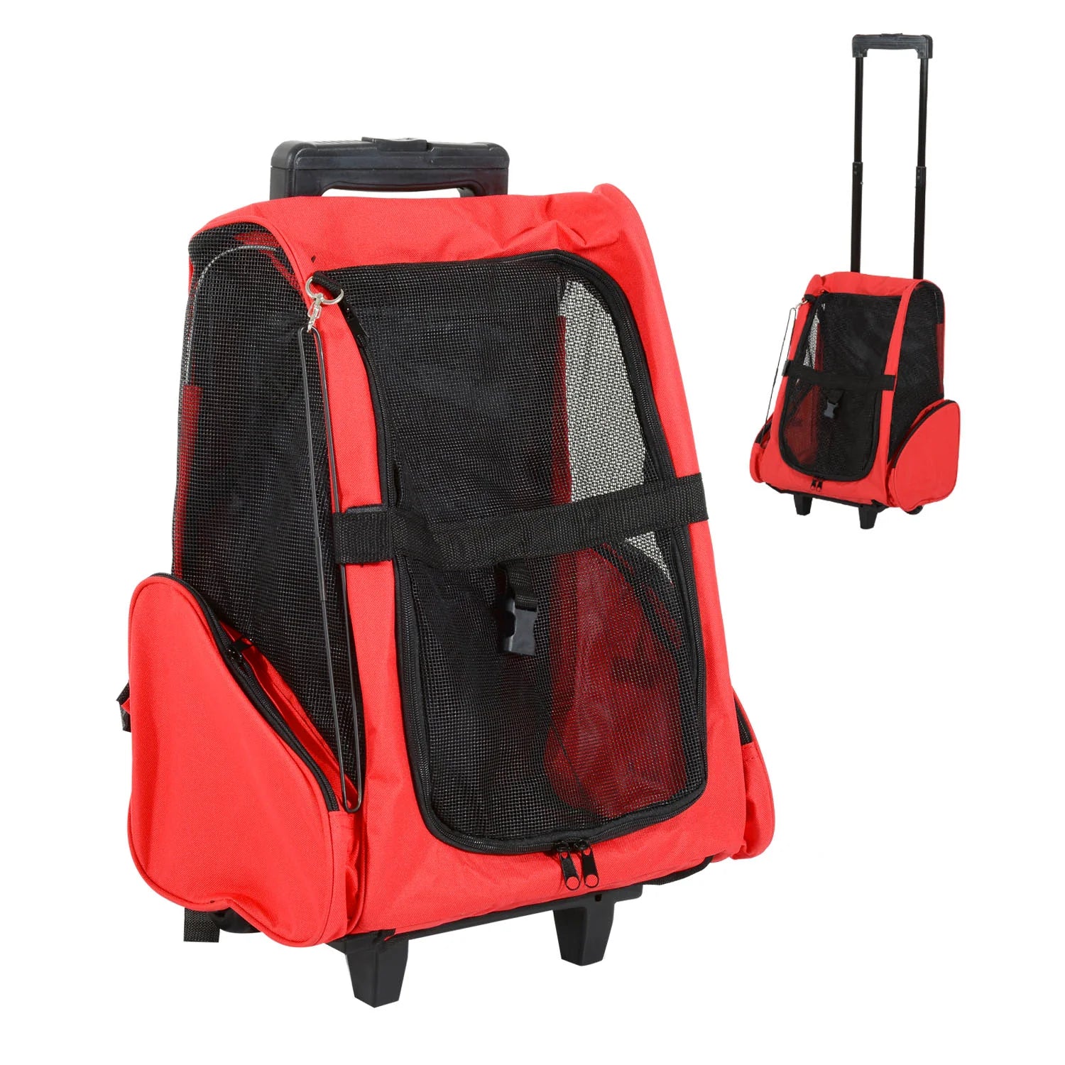 PawHut Hundetrolley Tragetasche 2in1 Rucksack mit Rollen höhenverstellbar