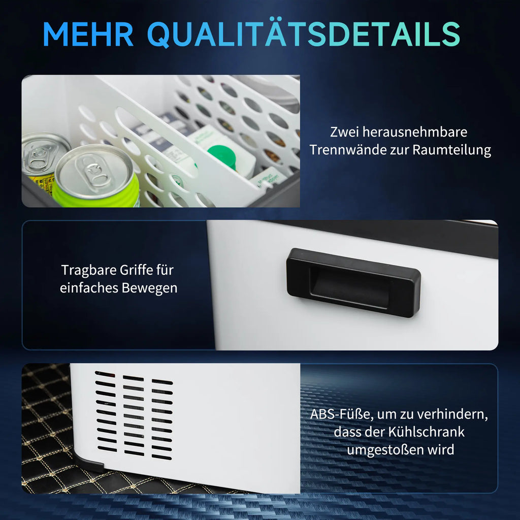 Outsunny Auto-Kühlschrank Kompressor LCD-Panel Batterieschutz Weiß