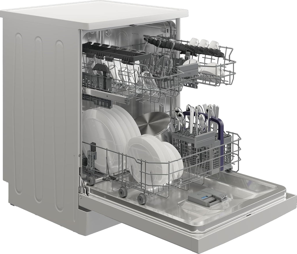 Beko BDFN26420W b300 freistehender Geschirrspüler, unterbaufhig, Platz für 14 Magedecke, Pro Inverter Motor, TrayWash, HygieneIntense, 6 Programme, WaterSafe+, Wei
