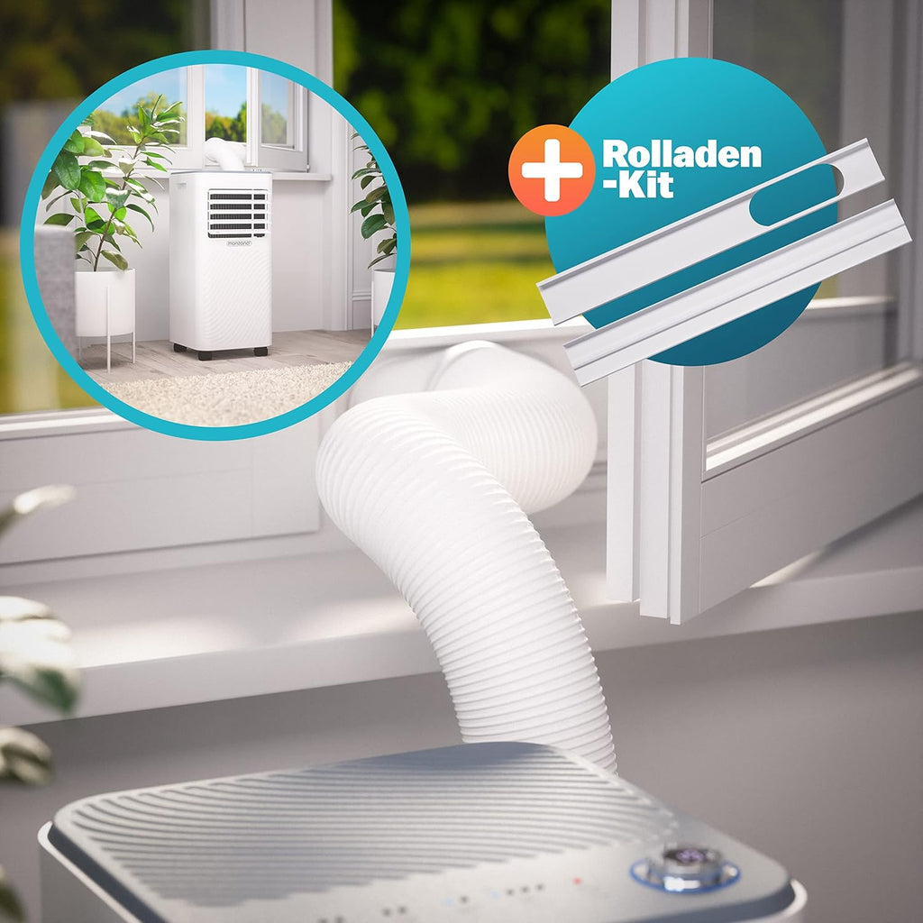Monzana lokale Klimaanlage MZKA2000 Mobil Abluftschlauch 7000BTU 3in1 750W 24h Timer 25qm Fernbedienung Luftentfeuchter Rollladenkit Klimagerät