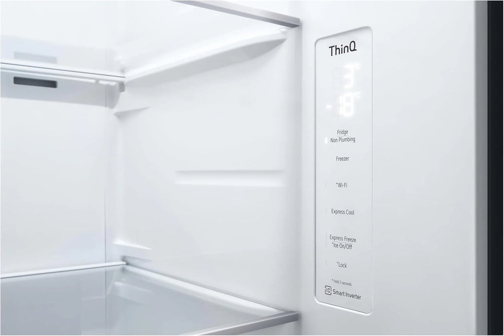 LG GSGV81PYLL Side by Side Kühlschrank, Klasse E, 635 L, Instaview, Kühlschrank mit Gefrierfach, Eis-, Crushed Ice- Wasserspender, Total NoFrost, Smart Inverter Kompressor, Wi-Fi