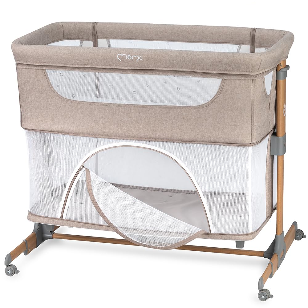 Momi SMART Bed 4-in-1 Kinderbeistellbetten bis 15 kg, Beistellbett für Babys mit Matratze, Höhenverstellbar