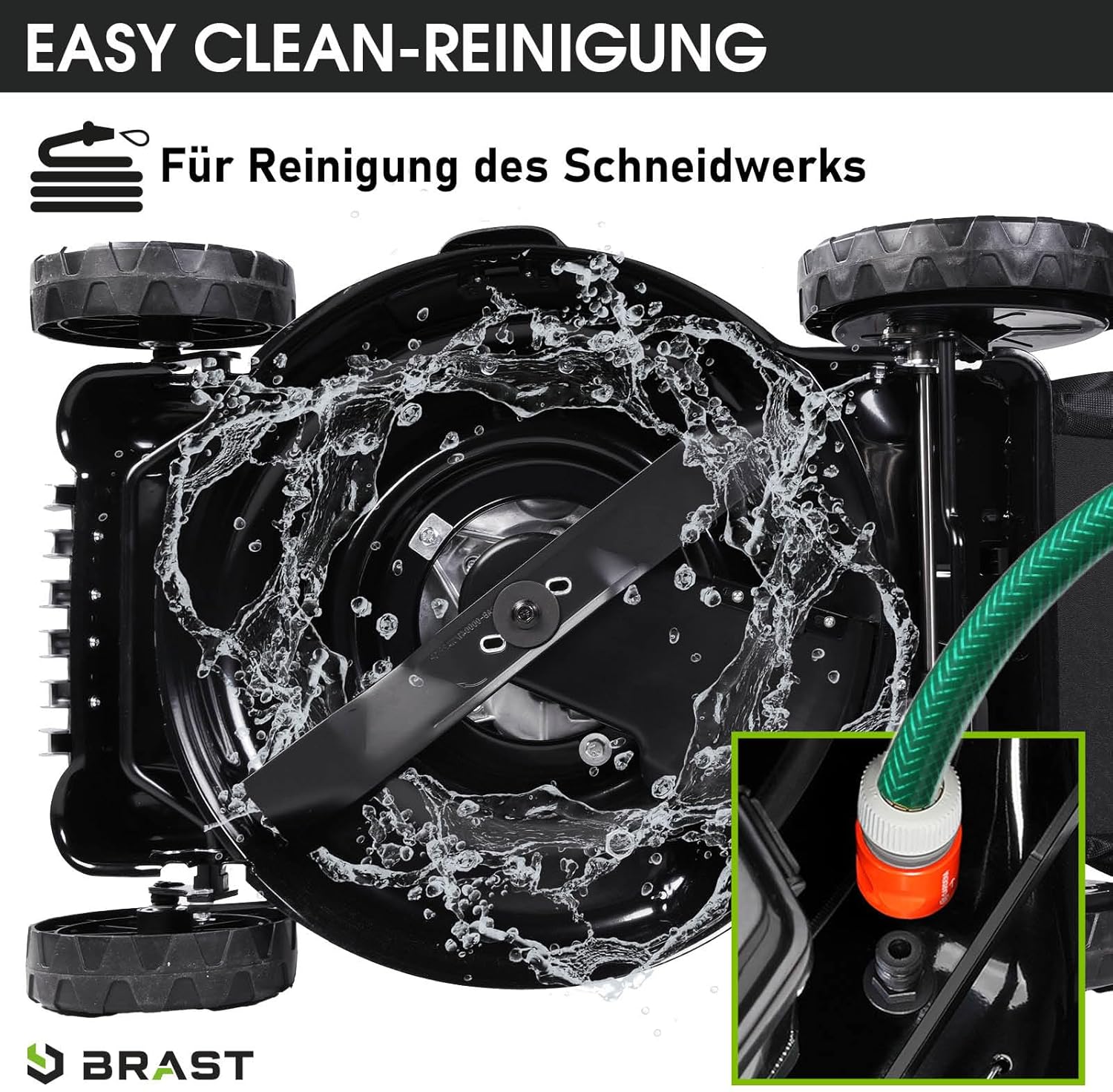 BRAST Benzin Rasenmäher mit Antrieb | 3,0kW (4,1PS) | Elektrostart | 41cm Schnittbreite | viele Modelle | TÜV | 4 Takt OHV Motor | 25-75mm Schnitthöhe | 40L Fangkorb | Stahlgehäuse | 16145 Estart