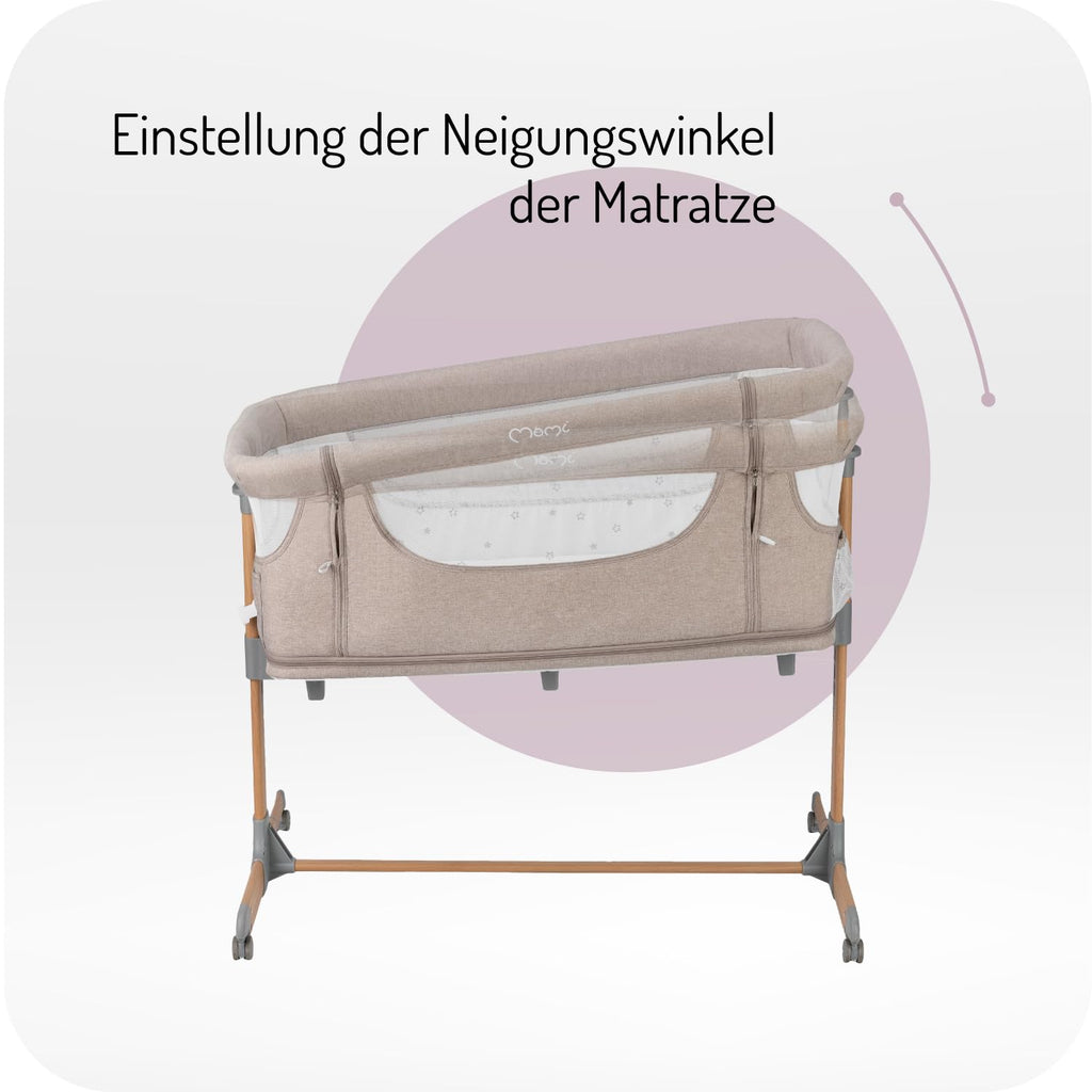 Momi SMART Bed 4-in-1 Kinderbeistellbetten bis 15 kg, Beistellbett für Babys mit Matratze, Höhenverstellbar