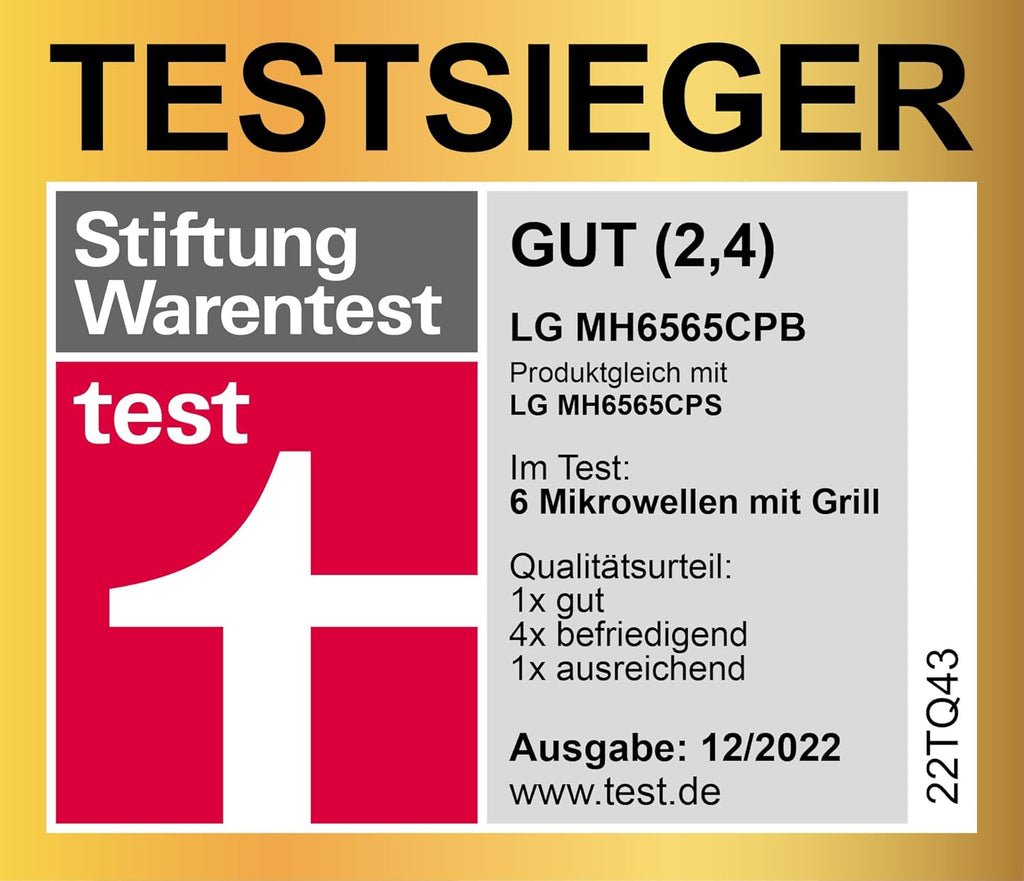 LG MS2595CIS Mikrowelle mit Smart Inverter Technologie, 25 Liter Kapazität, 1000 W, Automatikprogramme, einstellbare Leistungsstufen und EasyClean-Funktion, Silber