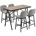 HOMCOM Bartisch-Set 5-tlg. mit Barhockern viel Platz hoher Sitzkomfort