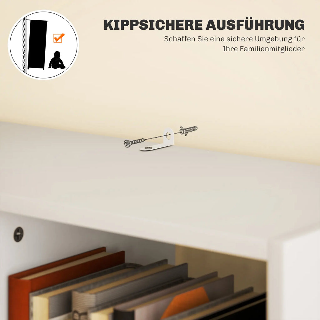 HOMCOM Bücherregal mit Schublade viel Stauraum Weiß