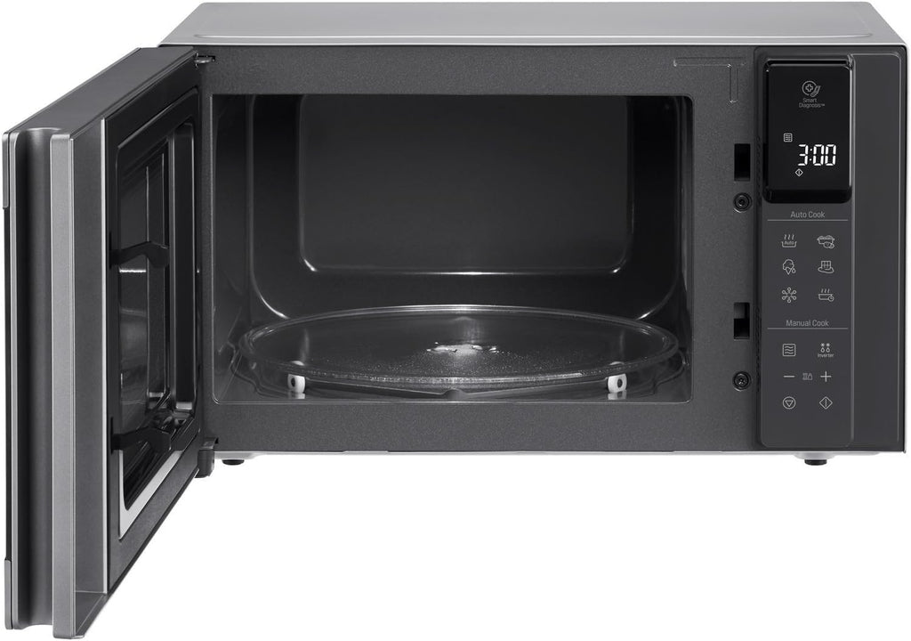 LG MS2595CIS Mikrowelle mit Smart Inverter Technologie, 25 Liter Kapazität, 1000 W, Automatikprogramme, einstellbare Leistungsstufen und EasyClean-Funktion, Silber