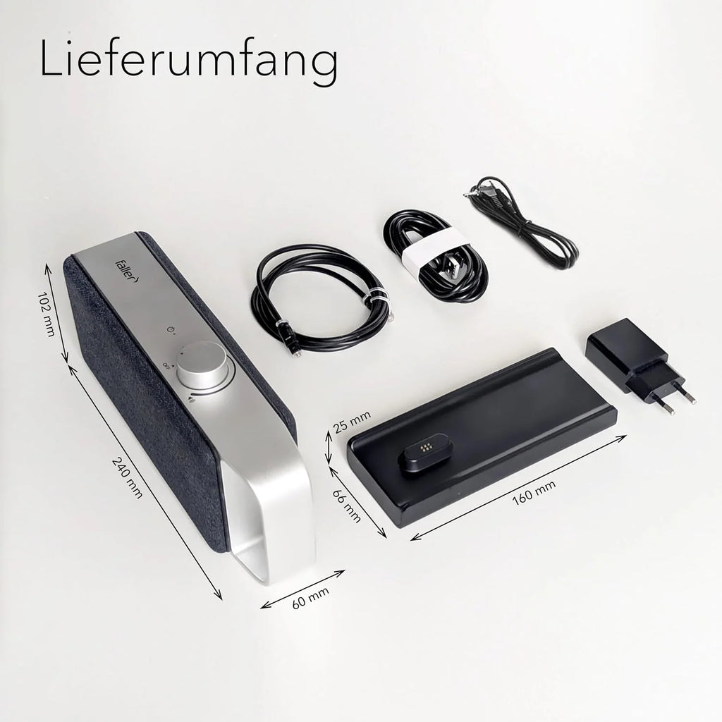 faller Oskar TV Lautsprecher/Soundbar mit Clear Voice (tragbar, kabellos, einfache Bedienung, Aluminiumgehäuse)