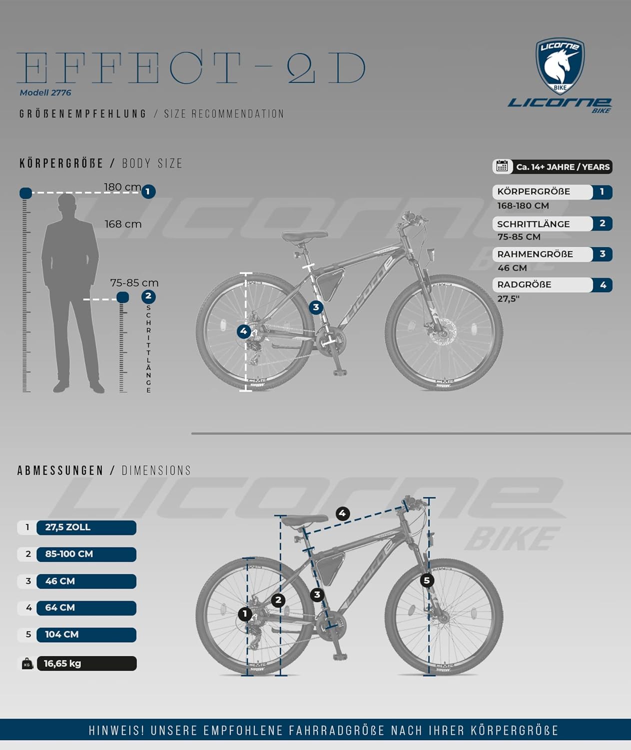 Licorne Bike Effect Premium Mountainbike Aluminium Discbremse Jungen Mädchen 21 Gang