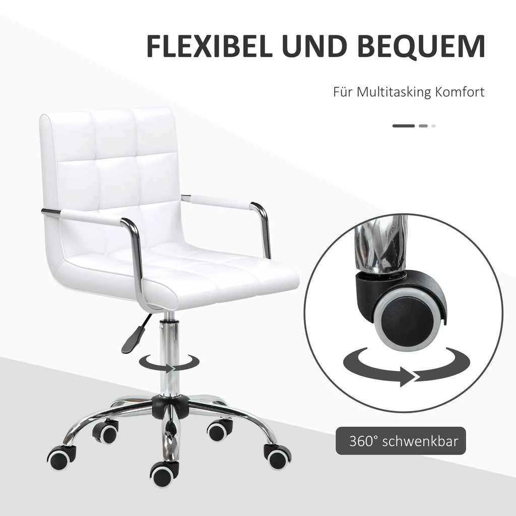 HOMCOM Bürostuhl Drehstuhl höhenverstellbar Kunstleder Weiß