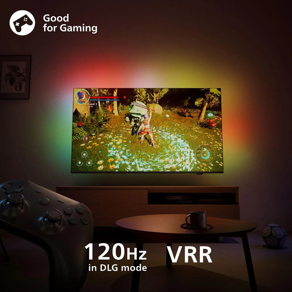 Philips Ambilight 55PUS8600 4K QLED Smart TV - 55 Zoll Display mit P5 Perfect Picture Engine Ultra HD, Titan OS, Dolby Vision und Dolby Atmos Sound