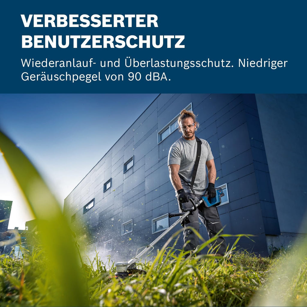 Bosch Professional 18V System Akku-Rasentrimmer GRT 18V-33 (bürstenloser Motor, Schnittkreisdurchmesser von 33 cm, inkl. 1x Schultergurt, 1x Fadenspuleneinheit)