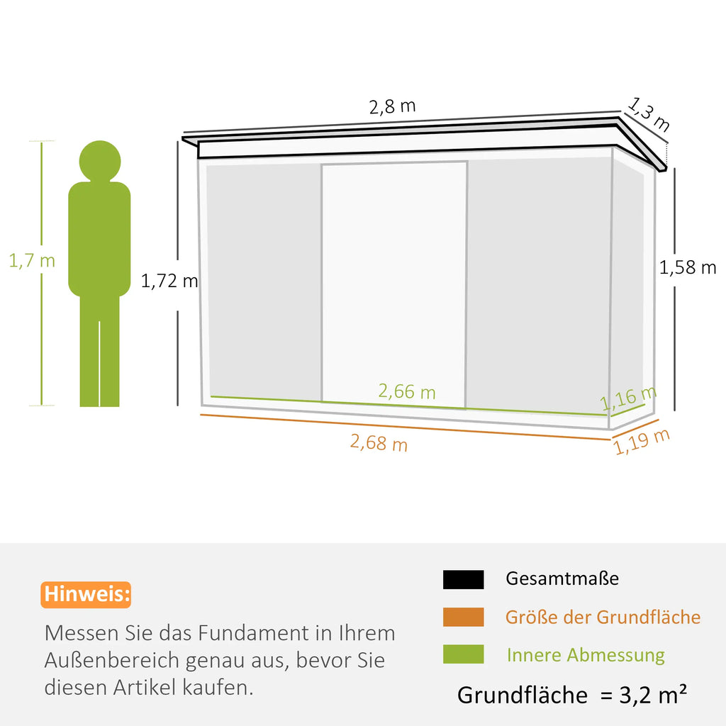 Outsunny Gerätehaus Gartenschuppen wetterfest viel Stauraum Stahl