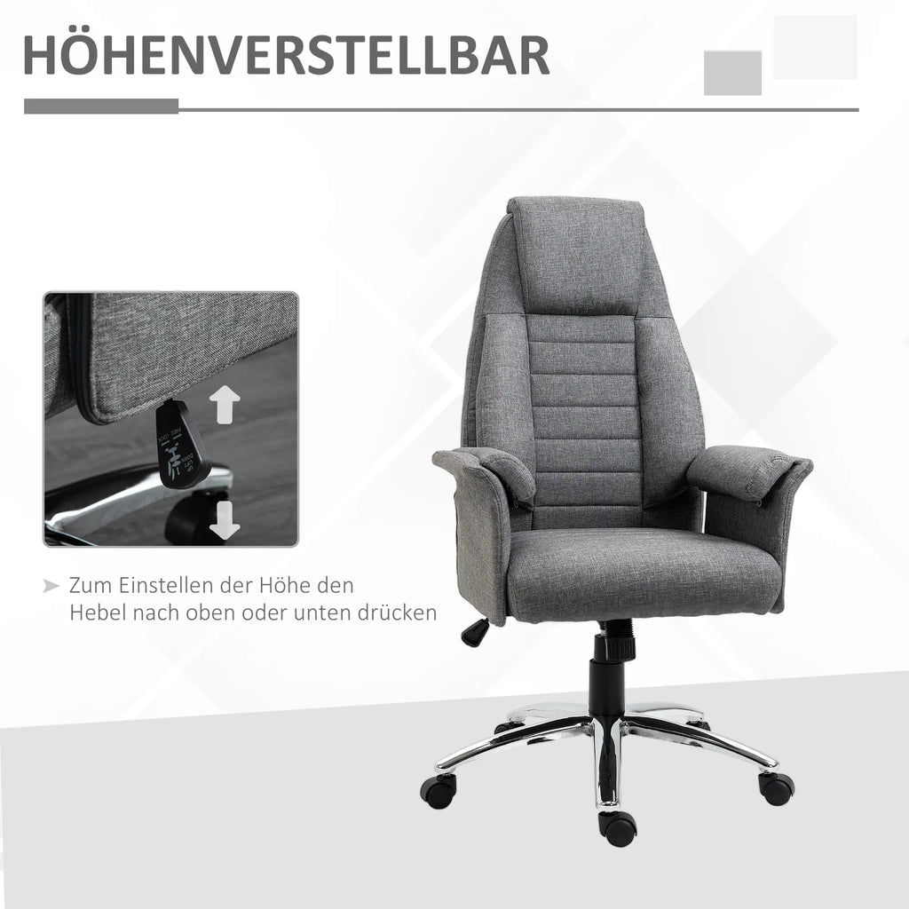 HOMCOM Bürostuhl Drehstuhl Retro Design höhenverstellbar grau