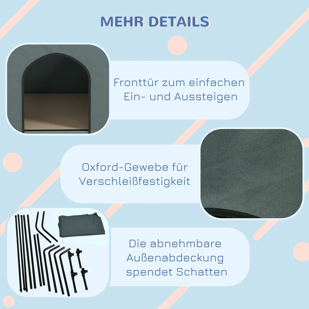 PawHut Hundehütte 81x54x78 cm mit Mesh-Fenster & Tragetasche