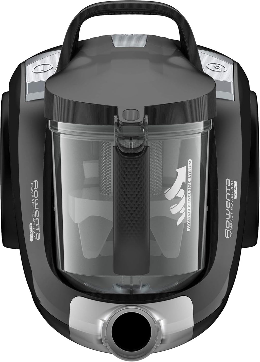 Rowenta RO4825 beutelloser Bodenstaubsauger Compact Power XXL | 550 Watt | 2,5L Staubvolumen | Kompakt & leise | Extreme Saugleistung | Hocheffizienter Saugkopf | Schwarz/Grau